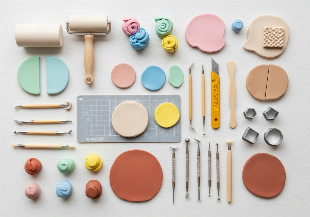 Инструменты и глина на столе