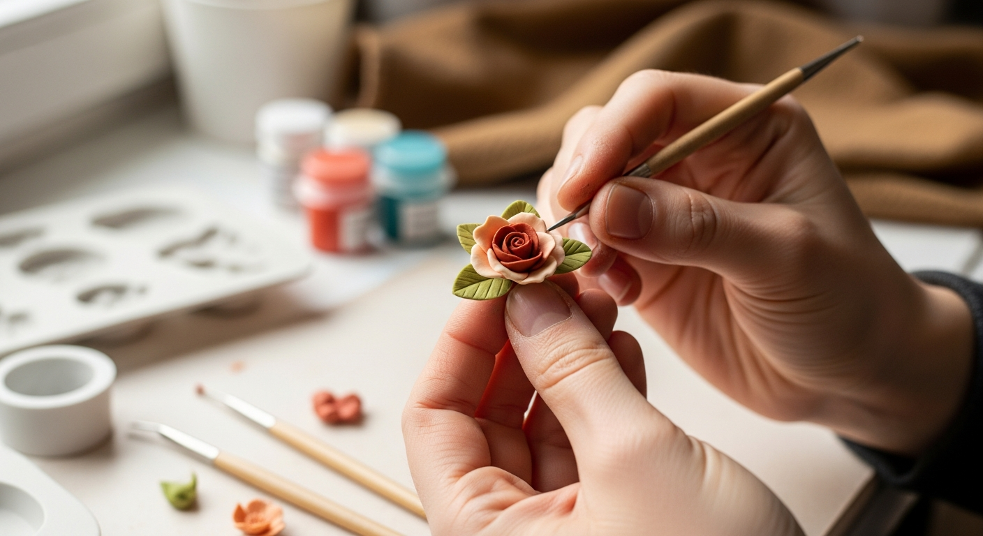 Лепка цветка из полимерной глины